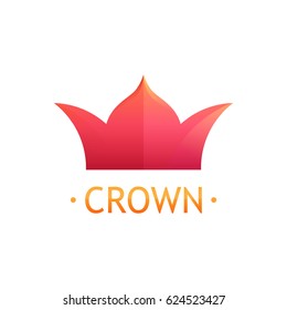 Crown on Logo with Caption. Vector Illustration isolated on white background.
