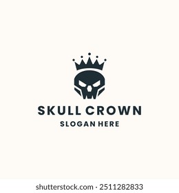 crown on skull vector design template on white background