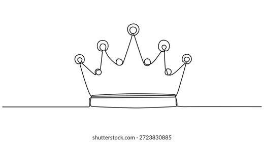 Corona en un dibujo de línea continua y estilo minimalista Ilustración vectorial de contorno aislado, dibujo de una sola línea de Vector de la corona del rey. Corona real en una línea de arte Ilustración vectorial.pro	

