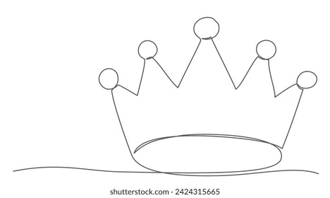 Crown One line drawing isolated on white background