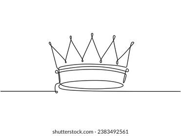 Crown one line drawing. Vector illustration isolated. Minimalist design handdrawn.