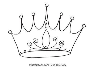 Crown outline illustration vector image. 
Hand drawn crown artwork. 
Simple cute original logo.
Hand drawn vector illustration for posters, cards, t-shirts.