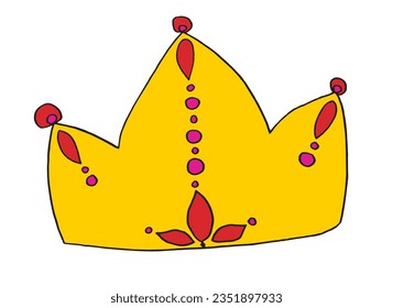 Umrissgrafik, Vektorbild. 
Handgezeichnete Kronkunst. 
Einfaches, niedliches Originallogo.
Handgezeichnete Vektorgrafik für Poster, Karten, T-Shirts.