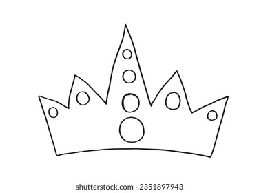 Crown outline illustration vector image. 
Hand drawn crown artwork. 
Simple cute original logo.
Hand drawn vector illustration for posters, cards, t-shirts.