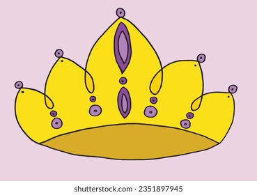 Crown outline illustration vector image. 
Hand drawn crown artwork. 
Simple cute original logo.
Hand drawn vector illustration for posters, cards, t-shirts.