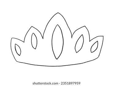 Crown outline illustration vector image. 
Hand drawn crown artwork. 
Simple cute original logo.
Hand drawn vector illustration for posters, cards, t-shirts.