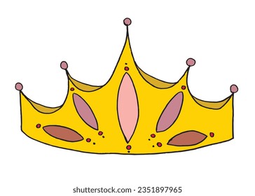 Umrissgrafik, Vektorbild. 
Handgezeichnete Kronkunst. 
Einfaches, niedliches Originallogo.
Handgezeichnete Vektorgrafik für Poster, Karten, T-Shirts.