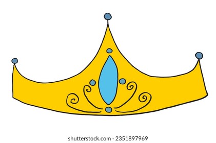 Crown outline illustration vector image. 
Hand drawn crown artwork. 
Simple cute original logo.
Hand drawn vector illustration for posters, cards, t-shirts.