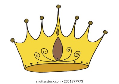 Crown outline illustration vector image. 
Hand drawn crown artwork. 
Simple cute original logo.
Hand drawn vector illustration for posters, cards, t-shirts.