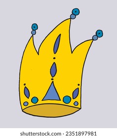 Crown outline illustration vector image. 
Hand drawn crown artwork. 
Simple cute original logo.
Hand drawn vector illustration for posters, cards, t-shirts.