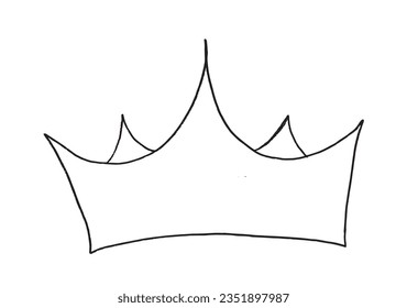 Crown outline illustration vector image. 
Hand drawn crown artwork. 
Simple cute original logo.
Hand drawn vector illustration for posters, cards, t-shirts.