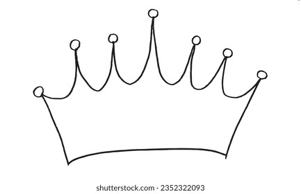 Crown outline illustration vector image. 
Hand drawn crown artwork. 
Simple cute original logo.
Hand drawn vector illustration for posters, cards, t-shirts.