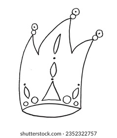 Crown outline illustration vector image. 
Hand drawn crown artwork. 
Simple cute original logo.
Hand drawn vector illustration for posters, cards, t-shirts.