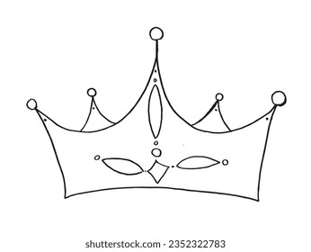 Crown outline illustration vector image. 
Hand drawn crown artwork. 
Simple cute original logo.
Hand drawn vector illustration for posters, cards, t-shirts.