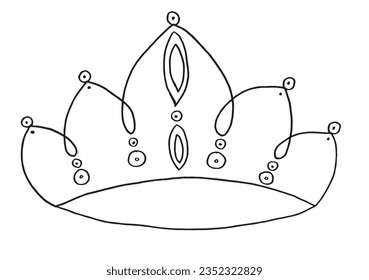 Crown outline illustration vector image. 
Hand drawn crown artwork. 
Simple cute original logo.
Hand drawn vector illustration for posters, cards, t-shirts.