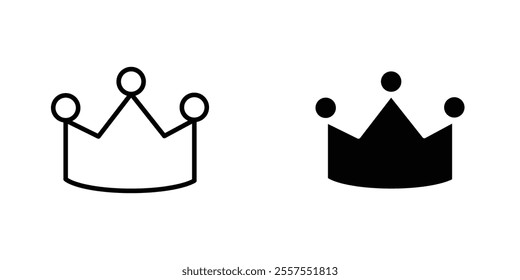 Crown outlined and solid icon vector collection.