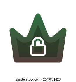 icono de la plantilla de diseño del logotipo de gradiente de candado de la corona