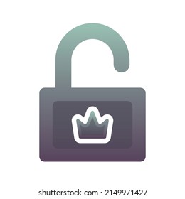 crown padlock gradient logo design template icon