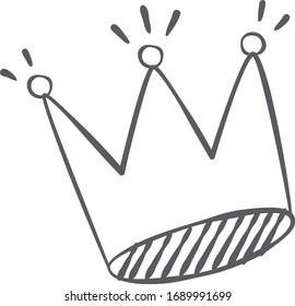 The crown is painted in doodle style, isolated on a transparent background. Vector image. 