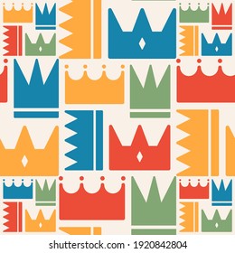 Patrón de corona lindo color pastel estilo para los niños diseño de fondo, sitio web, banner de venta, fiesta real premium, afiche, camiseta. vector 10 pasos