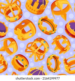 Patrón de corona. Ilustraciones de joyería real de lujo para proyectos de diseño textil corona antigua y vectores garish tiara fondo transparente