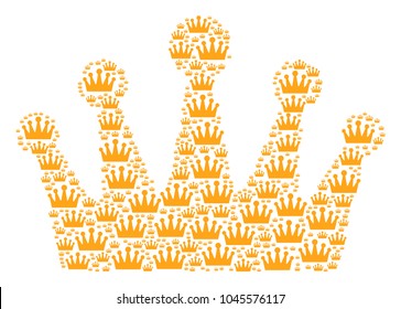 Crown pattern made in the combination of crown design elements. Vector iconized composition created from simple elements.