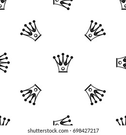 Crown pattern repeat seamless in black color for any design. Vector geometric illustration