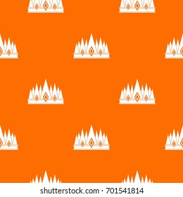 Crown pattern repeat seamless in orange color for any design. Vector geometric illustration