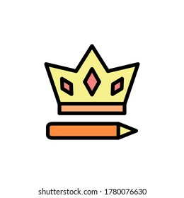Crown, pen icon. Simple color with outline vector elements of knowledge icons for ui and ux, website or mobile application