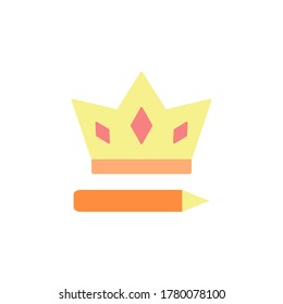 Crown, pen icon. Simple color vector elements of knowledge icons for ui and ux, website or mobile application