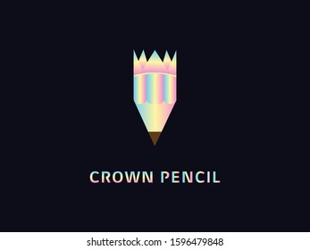 Crown pencil business template vector icon