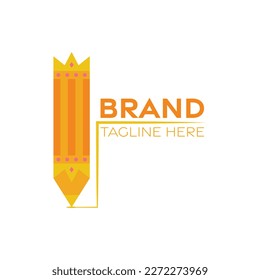 Crown pencil logo. Simple, unique, modern.