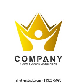 crown with people inside vector logo design