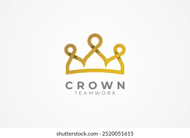 Diseño del logotipo de las Personas de la corona, humano de la comunidad del grupo que forma un elemento de la Plantilla del logotipo del icono de la corona, Ilustración vectorial