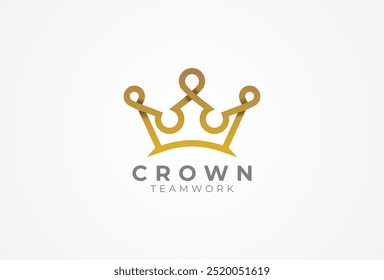 Crown People logo design, grupo comunidade humana formando uma coroa Logo elemento modelo, ilustração vetorial