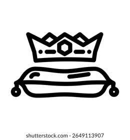 travesseiro da coroa ícone da linha heráldica vetor. travesseiro da coroa sinal heráldico. isolado contorno símbolo ilustração preta