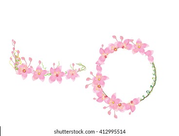 crown pink  flowers isolated on white background,