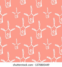 crown pink hand drawn seamless pattern. pink color vector illustration