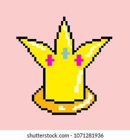 Crown in pixel art vector illustration
