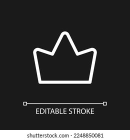 Crown pixel perfect white linear ui icon for dark theme. Trusted seller. Top ecommerce store. Vector line pictogram. Isolated user interface symbol for night mode. Editable stroke. Arial font used