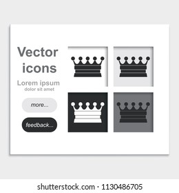 Crown placed on web page template flat vector icon.