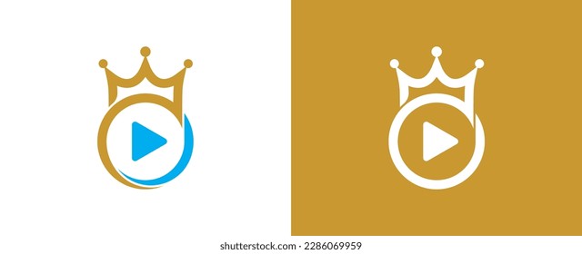 Botón de reproducción de la corona Logo Símbolo del concepto símbolo símbolo del elemento Diseño del elemento. Movimiento, Video, Logotipo de medios. Plantilla de ilustración de vector