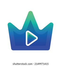 crown play gradient logo design template icon