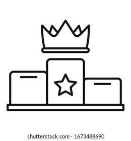 Crown podium icon. Outline crown podium vector icon for web design isolated on white background