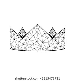 Crown polygonal vector illustration isolated on white background. Royal, king and queen symbol in abstract style