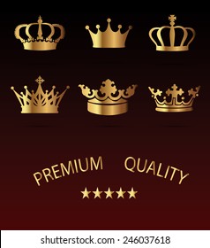 Crown premium Icons Set - Isolated On Black Background - Vector Illustration, Graphic Design, Editable For Your Design