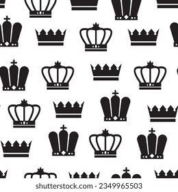 Princesa de la Corona de la princesa, concepto de fondo de patrón sin fisuras. Ilustración de diseño gráfico plano vectorial
