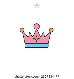 Ilustración vectorial del icono de la princesa de la corona aislada en el fondo blanco