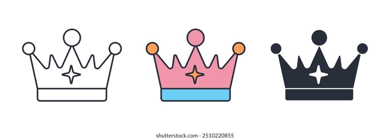 Ilustración vectorial del icono de la princesa de la corona aislada en el fondo blanco