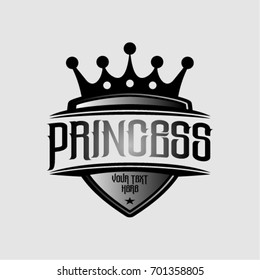 Crown and Princess typography .Vector Illustration. 